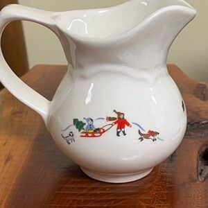 Pfaltzgraff Snow Village Ceramic Pitcher with Festive Design